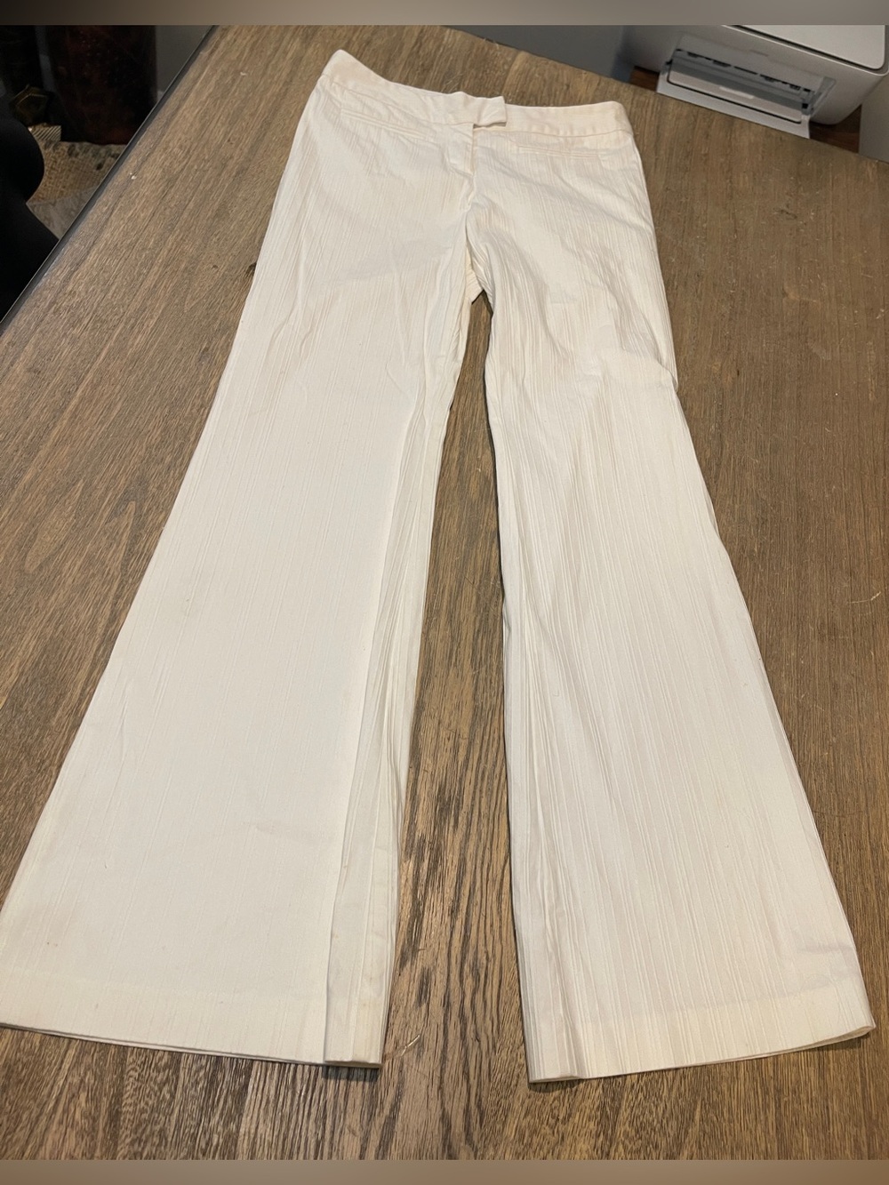 Tracy Evans Solid White Flared Pants, Size 28